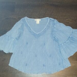 Rachel Zoe Sky Blue Ruffled Blouse